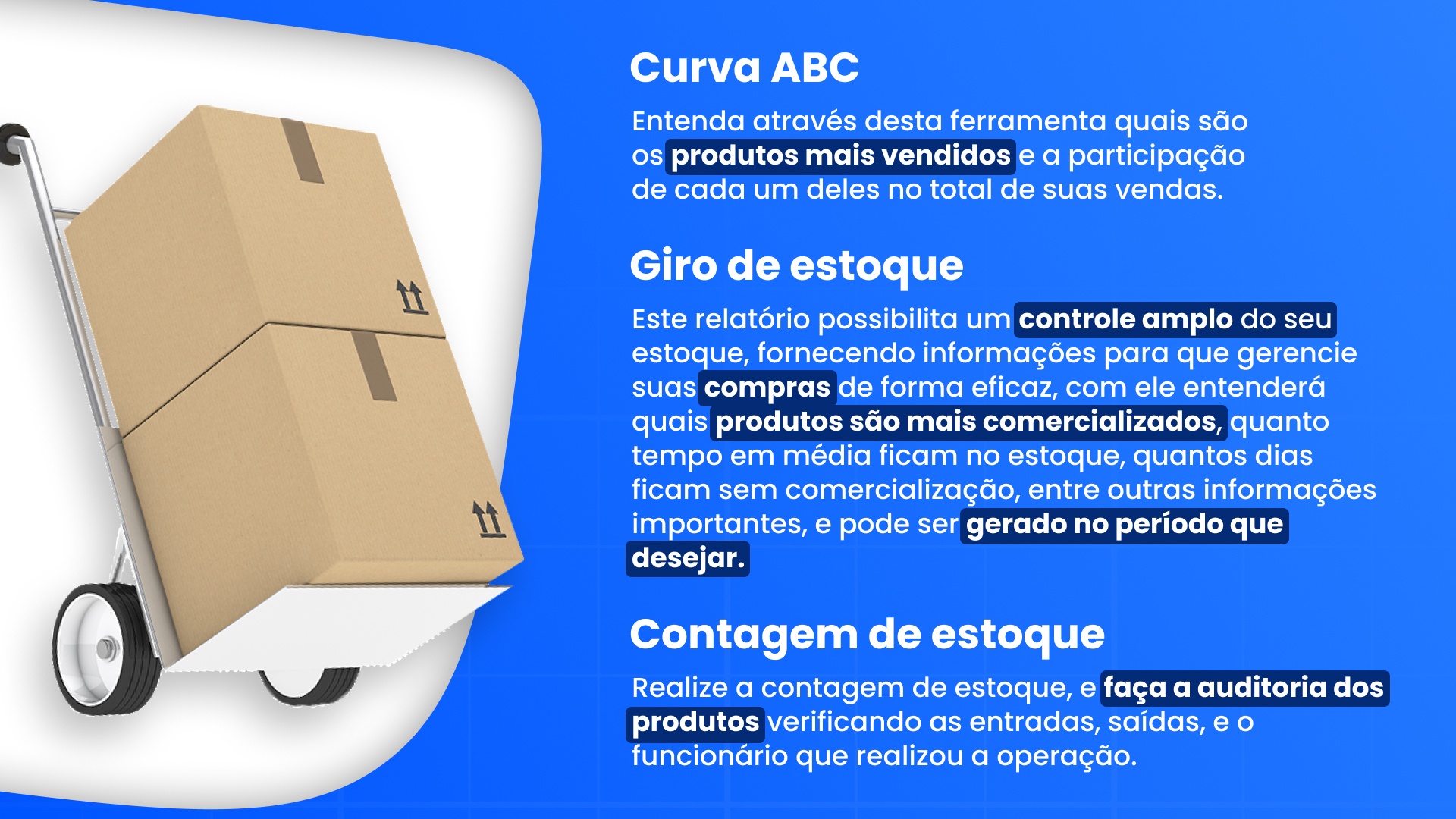 Recursos de Curva ABC e giro de estoque