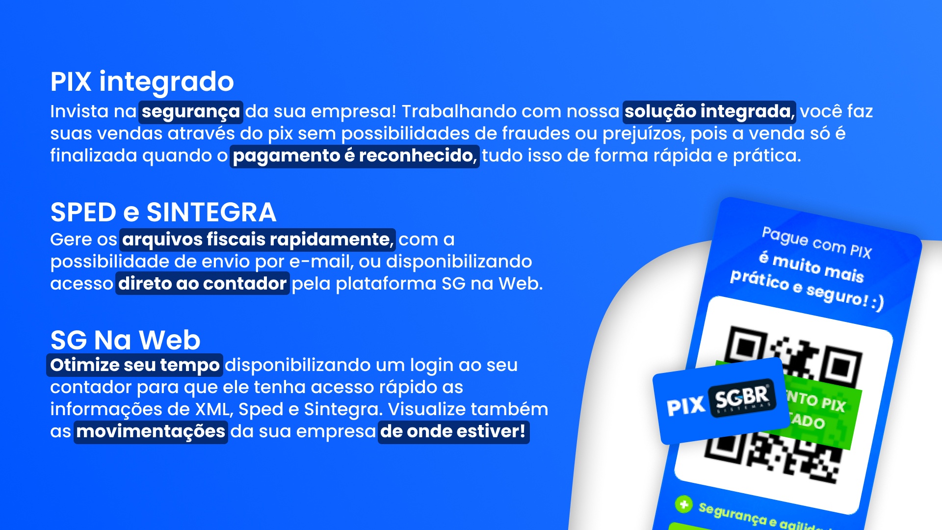 PIX integrado e recursos web